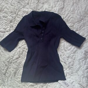 XS short sleeve collared shirt in blue